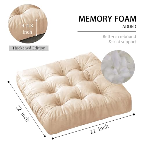 ANT-HOME Floor Pillows, Square Large Pillows Floor Cushion, Floor Pillows for Adults, Meditation Cushions for Sofa Yoga Living Room Outdoor Memory Foam Pillows, 22x22 Inch, Khaki - Image 4