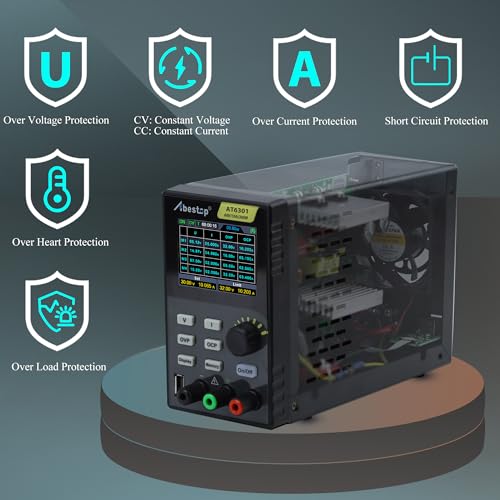 Bench Power Supply, 60V 10A 300W Adjustable Bench Power Supply, with 10mV / 1mA High Resolution 4-Digits 2.8 inch LCD Display, USB Fast Charging(110V Input Voltage)