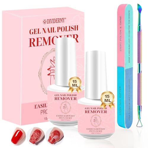 2 Piezas 15ml Removedor Esmalte Permanente, Quita Esmalte Semipermanentes Para Uñas, Nail Remover Quitaesmalte tener Scraper and Pusher, Elimina Fácil y Rápidamente el Esmalte en 3-5 Minutos, Verde