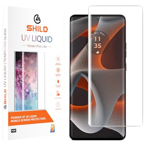 Image of SHILD Premium UV Tempered Glass Screen Protector for Moto Edge 50 Fusion 5G (6.7 Inch) - Full Adhesive, Curved Edge, HD Clarity, 9H Hardness, Fingerprint Compatible, Case Friendly - Pack of 1