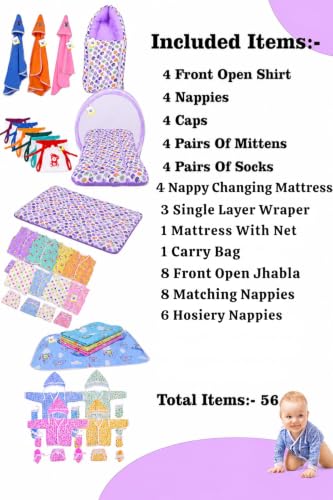 Image of Kwitchy 56 in 1 Baby Products All Combo Infants Essentials Kit Accessories Baby Gift Set (0-6 Months) Baby Boy & Baby Girl (Purple)
