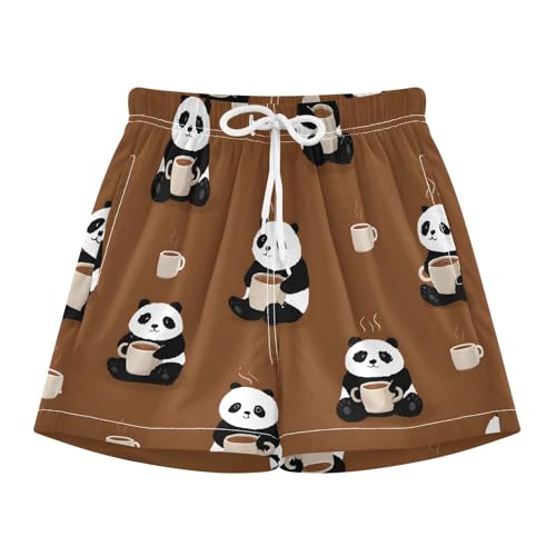Bolaz Toddler Boys Swimwear Swim Trunks with Compression Liner 4T Panda Coffee