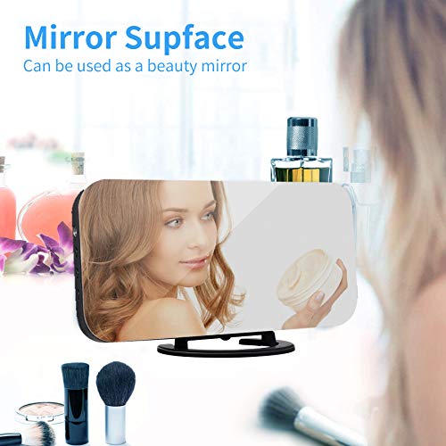 Ygon Digital Alarm Clock, Large Mirror Display Surface Led Clocks With Dual Usb Charger Ports, Auto/Custom Brightness,Modern Home Kitchen Bedroom Room Wall Decor, Alarm Clocks For Bedrooms - Black #TOP6