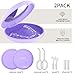 2Pack Retainer Case with Mirror, Compatible with Invisalign, Orthodontic Aligner Case with Removal Tool and Brush, Purple