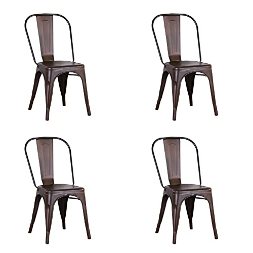 EGOONM Lot de 4 Chaise de Salle à Manger Rétro, Chaise de Style Industriel, Chaise de Restaurant Chaise Bistro (Rouillé) Cover