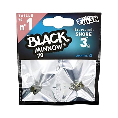 Fiiish Black Minnow 2 Weighted Fishing Jig Heads Cover