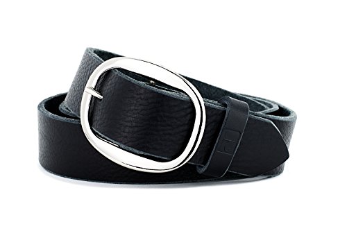 Mens Black Leather Belt Soft handmade in America with genuine premium grade leather. 1.5 inch wide 40 inch waist with Oval Nickle Plated Buckle