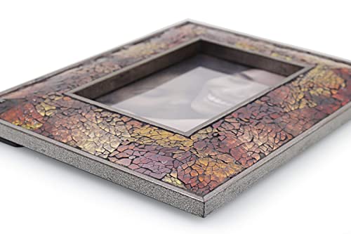 Lushaccents Photo Picture Frame - 4" X 6", Mosaic Glass Premium Frame For Wall And Tabletop Display #TOP4