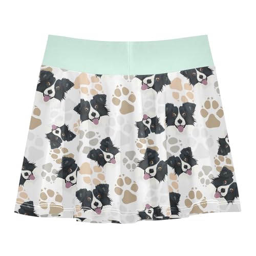 Girls Skorts High Waist Athletic Skirts with Shorts Border Collie Dog Stretchy Teens Performance Tennis3