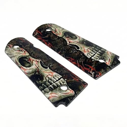 1911 Full-Size ABS Grips with Side Profile of a Skull Printed Image - Thumbnail 3