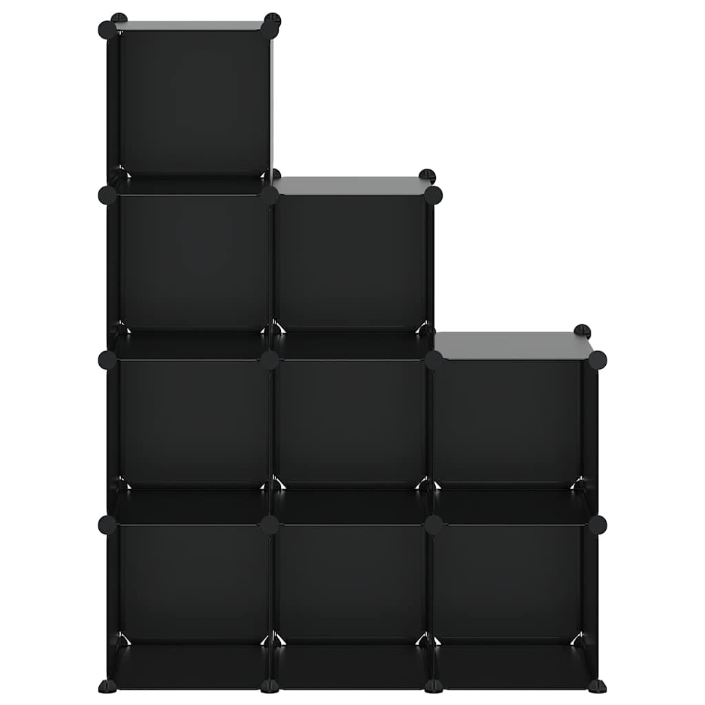 Regalsystem & Würfelregal Schwarz PP Aufbewahrungsregal mit Aufbewahrung Lagerregal für Wohnzimmer Schlafzimmer Eingangsbereich 94,5 x 32 x 124 cm