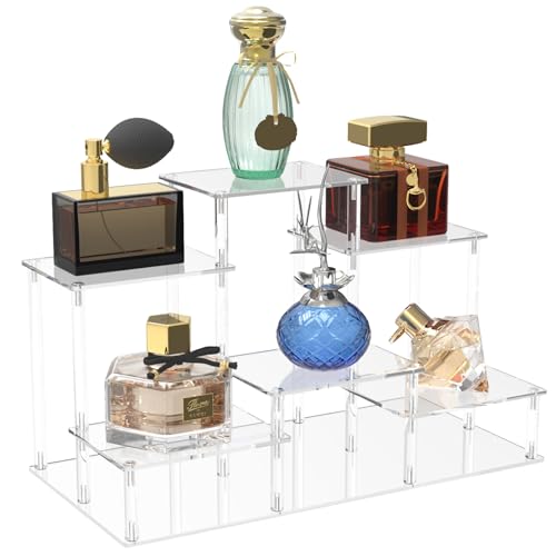 DuvinDD 6-Tier Acrylic Riser Display Stand, Clear Cologne Stand Perfume Organizer for Dresser Vanity, Cupcake Stand for Dessert Table Display, Acrylic Risers for Collectibles Funko POP Action Figure by DuvinDD - Used condition - US$19.34