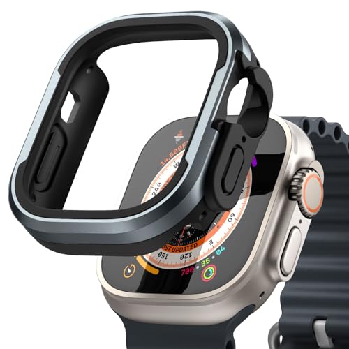 Image of Fullmosa Rugged Armour Hybrid Watch Case Compatible for Apple Watch Series 11 10 9 8 7 Ultra3 2 1, Shockproof Resist Bumper iWatch Cover, Black