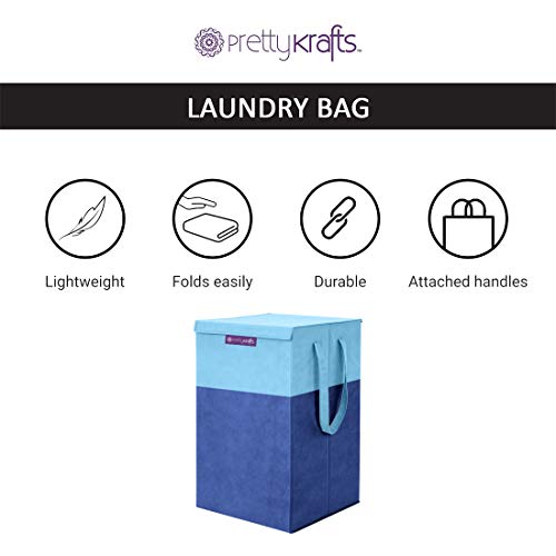 Image of Superman Rectangular Foldable Laundry Toy Organizer & Storage Box with Top Lid (Large, Blue) & PrettyKrafts Folding Laundry Basket for Clothes with Lid & Handle, Toys Organizer, 35 Liters, Blue