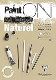 Papel kraft de 250 g/m². Clairefontaine Paint-On - Bloc de cartulina para pintura (A3, natural), multicolor