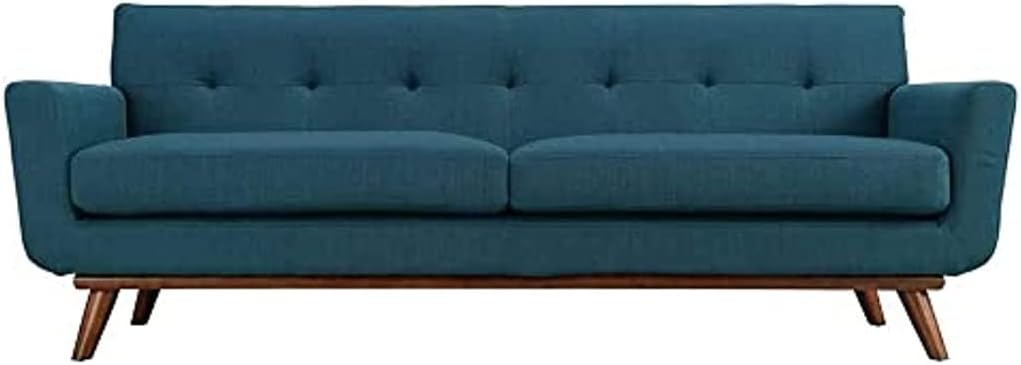 Engage Mid-Century Upholstered Fabric Sofa in Azure