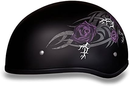 Daytona HELMETS Motorcycle Half Helmet Skull Cap- Purple Rose 100% DOT Approved