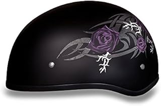 Daytona Helmets Half Skull Cap Motorcycle Helmet – DOT Approved [Purple Rose] [M]