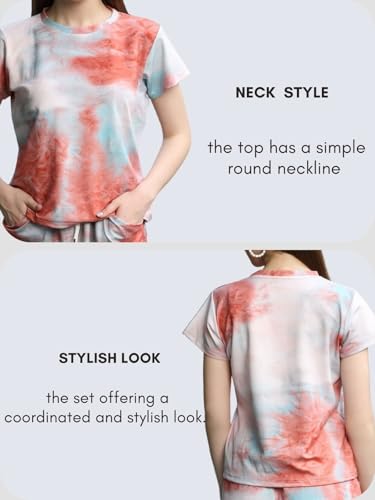 Image of DHRUVI Trendz Co Ord Set for Women | Outfits Tracksuit Set | Co Ord Set for Women | Travel Co Ord Set for Women |Tie Dye Printed Short | Half Sleeve