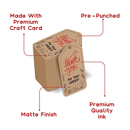 Image of Clickedin - Thank You Brown Tags for Packaging with String 50 Pieces
