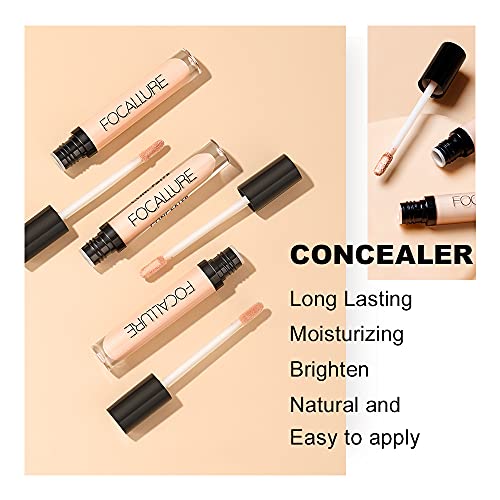 Focallure 2Pcs Matte Concealer Makeup,Full Coverage Concealer And Corrector,Waterproof Long Lasting Liquid Concealer For Under Eye Dark Circles,Deep,0.42 Fl Oz #TOP1