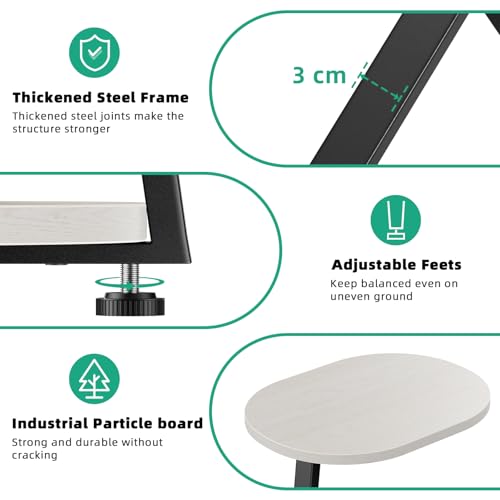 33% Off Small Oval Side Table with Metal Frame - White Maple