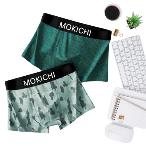 Image of Men's Microfiber Boxer Briefs Pack of 2 | Ultra Soft Stretch Trunks | Moisture-Wicking Breathable Innerwear | Printed Premium Underwear for Men | Comfortable Elastic Waistband
