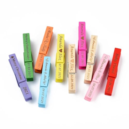 ZoikoM Personalized Engraved Wood Rustic Clothespins Wooden Clothes Pins Classic Clothes Pegs Clips Wedding Decor Wedding Favor Coat Room (200pcs)