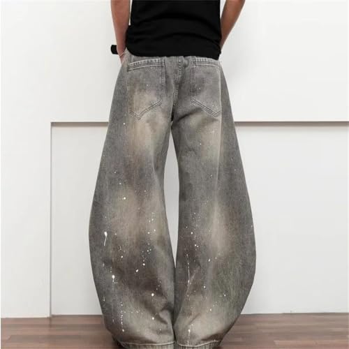 Men Vintage Wide Leg Denim Pants High Street Loose Fit Trousers Outdoor Casual Camping Jeans3