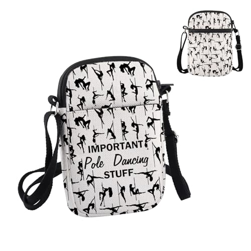 PWHAOO Pole Dancer Gift Important Pole Dancing Stuff Crossbody Bag Pole Dancing Lover Bag Pole Dance Coach Teacher Gift