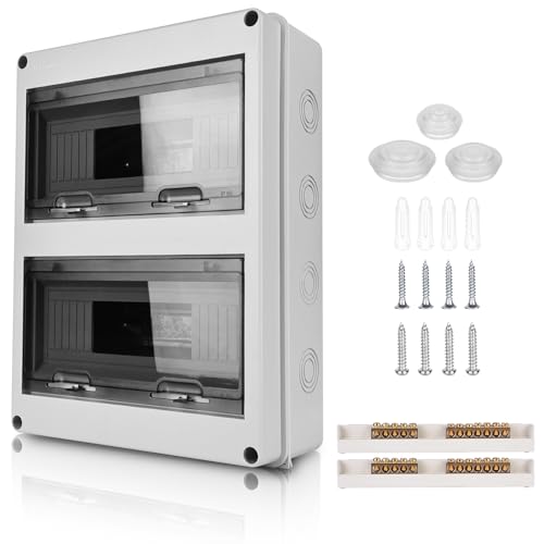 Caja Cuadro Electrico Superficie: Caja Estanca Exterior Electrica, 24 Módulos Caja Distribucion Electrica IP65 a Prueba, para Jardín o Exteriores