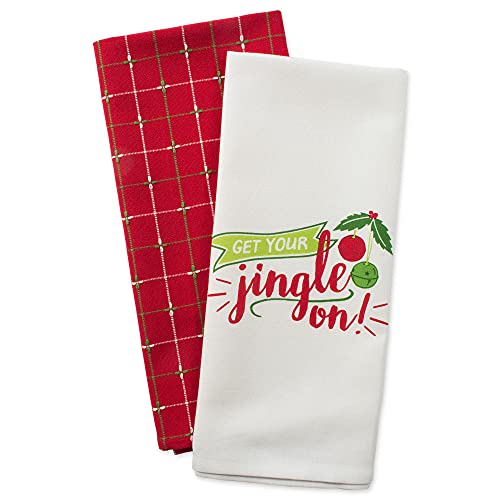 Image of DII Christmas Tea Towels Decorative Kitchen Dish Towel Set, 18x28, Jingle On, 2 Piece