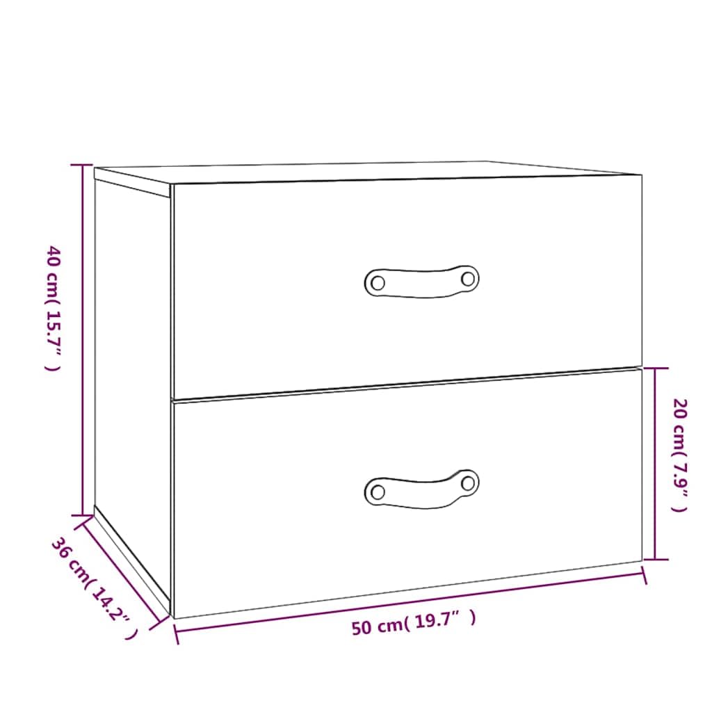 Comodini sospesi da parete, 2 pezzi, comodini sospesi in legno di pino massiccio non trattato, consolle con spazio per camera da letto, mensola da parete, 50 x 36 x 40 cm