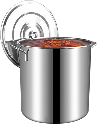 Olla de sopa de acero inoxidable, olla de cocina grande comercial con tapa, 20 L
