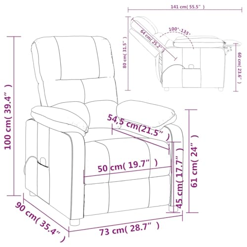 vidaXL Massagesessel, Relaxsessel mit Liegefunktion Vibrationsfunktion, Verstellbarer Sessel Fernsehsessel, Liegesessel Ruhesessel, Schwarz Stoff – Bild 4