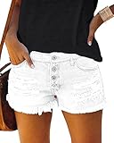 MIFOCAL Women's White Jean Shorts Mid Rise Summer Hot Stretchy Comfy Cutoff Denim Shorts