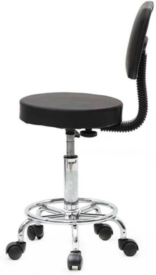 Adjustable Salon Stool, Rolling Swivel Chair with PU Leather, Round Height Adjustable Stool for Massage Spa Hair Salon, Black