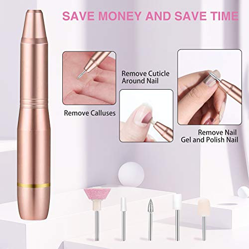 FOLAI Portable Electric Nail Drill, USB Manicure Pen Sander Polisher, Professional Compact Electrical Nail Files Electric Kit, Efile Nail Drills For Acrylic Nails, Manicure Pedicure Shape Nail Supply