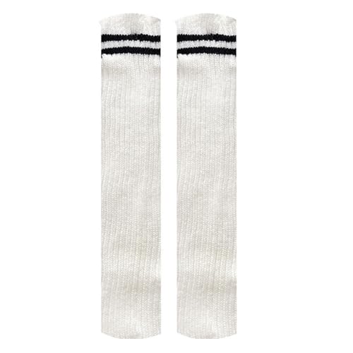 Image of Womens Knit Long Socks Leg Warmers,Japanese Kawaii Winter Boot Socks for 80s Eighty's Party Sports Yoga, 2 Pairs (Whitex2)