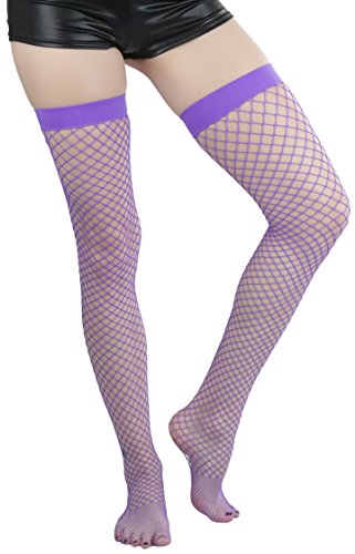 Image of ToBeInStyle Women's Vibrant Large Net Fishnet Thigh High Elastic Nylon Novelty Stockings