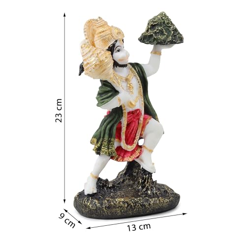Image of ARMONIA Hanuman Ji God Idol for Home Decor - 9 Inch Resin Bajrangbali Murti Figurine, Best Spiritual Gift for Wedding, Pooja Room, Car Dashboard, Living Room,Housewarming (Including Cloth)
