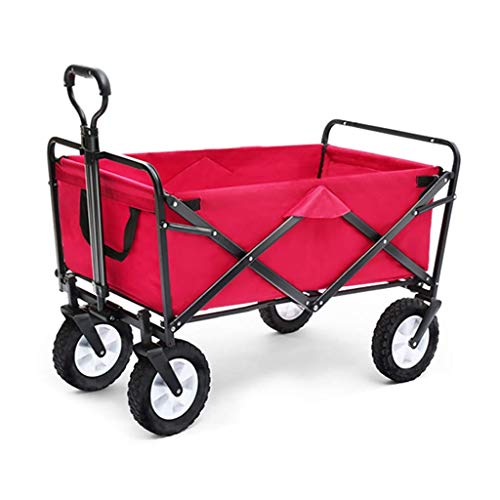 TVSKWMRQ Zusammenklappbarer Gartenwagen, robuster Wagen, multifunktionaler Einkaufswagen für Outdoor-Camping, Angeln, Ziehwagen mit 4 Rädern, Tragkraft: 80 kg