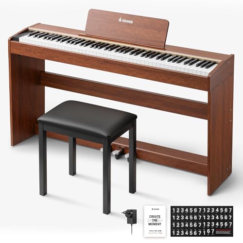 Donner DDP-70 Digital Piano 88 Key Weighted Keyboard with Bench, Full Size Keyboard Piano with Adjustable Touch Sensitivity, LCD, 238 Tones, 100 Demo, Wireless & MIDI Support, Gifts for Beginners - image 1