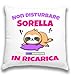 Cuscino SORELLA per compleanno donna, cuscino idea regalo natale per la Sorella - (Con imbottitura 38x38) sorella in ricarica