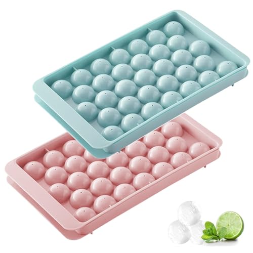 2-Pack Silicone Ice Ball Molds with Lids for Whiskey & Cocktails – Easy Release, Reusable, Freezer Safe