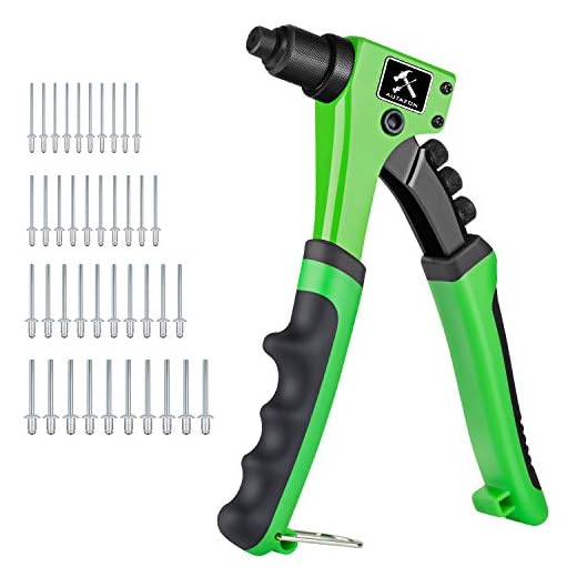 AUTAZON Rivet Gun, Single Hand Manual Rivet Gun Kit with 4 Rivet Heads, 4 in 1 Rivet Tools with 40pcs Rivets