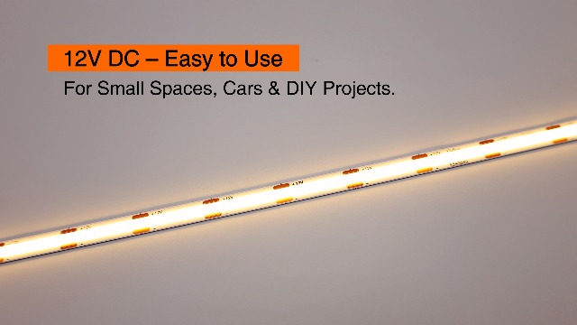 Image of COB LED Strip Lights White 3500K, Premium 12V DC Tape Light with Strong 3M VHB Backing, CRI 95, UL Listed, Cuttable, Dimmable for Pros, Living Room, Stairs, Shelves Projects (NO Power Supply)