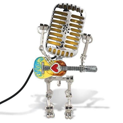 Lampe de bureau pour chambre robot et micro vintage à éclairage LED doux