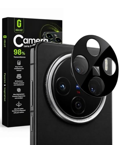Image of iGluz Compatible with Vivo X200 Camera Lens Protector (1 Pack) | 9H Tempered Glass Camera Guard | Ultra Clear Anti Scratch Camera Glass | Bubble Free | Black