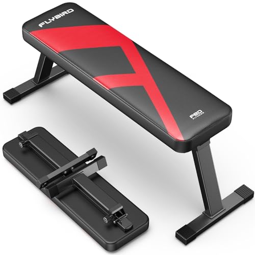 FLYBIRD Folding Flat Bench, Sturdy Lightweight and...